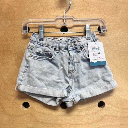 Lightwash Cuffed Denim Shorts