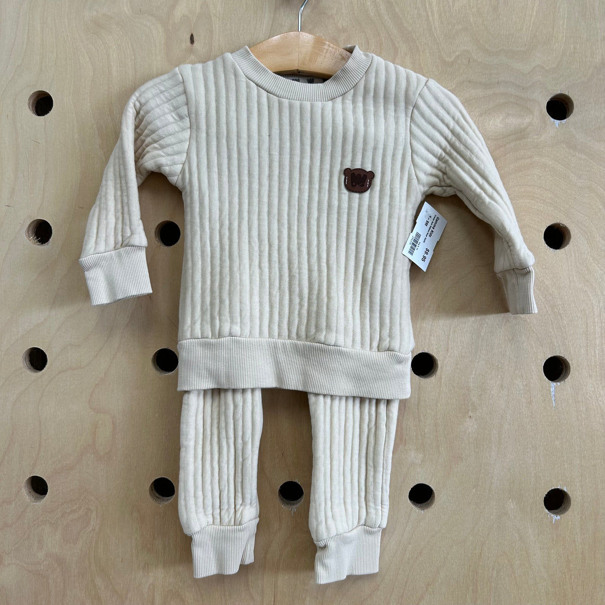 Cream Soft Ribbed Bear Outfit