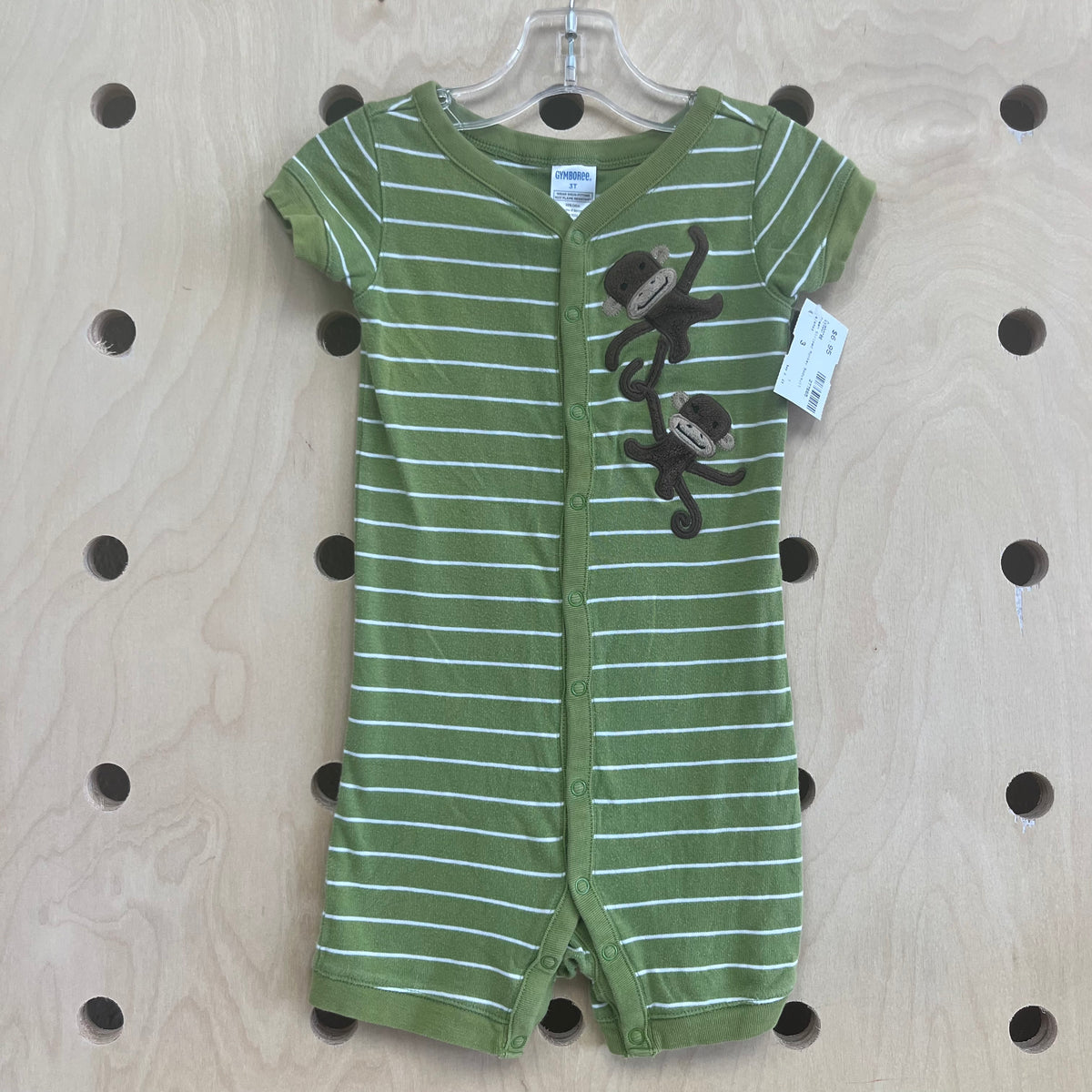 Green Striped Monkey Romper