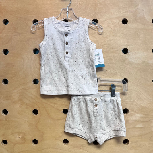 White/Brown Speckled Ribbed Outfit