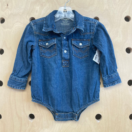 Denim Snap Henley Bodysuit