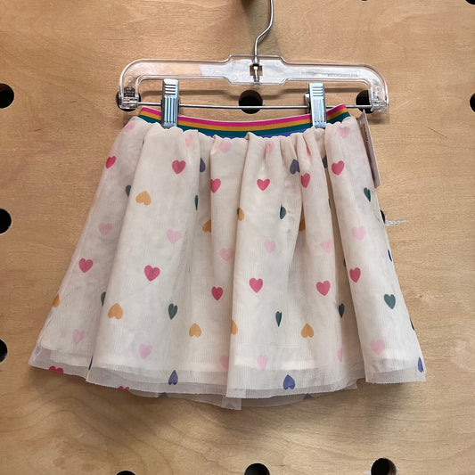 Tan/Rainbow Hearts Tulle Skirt