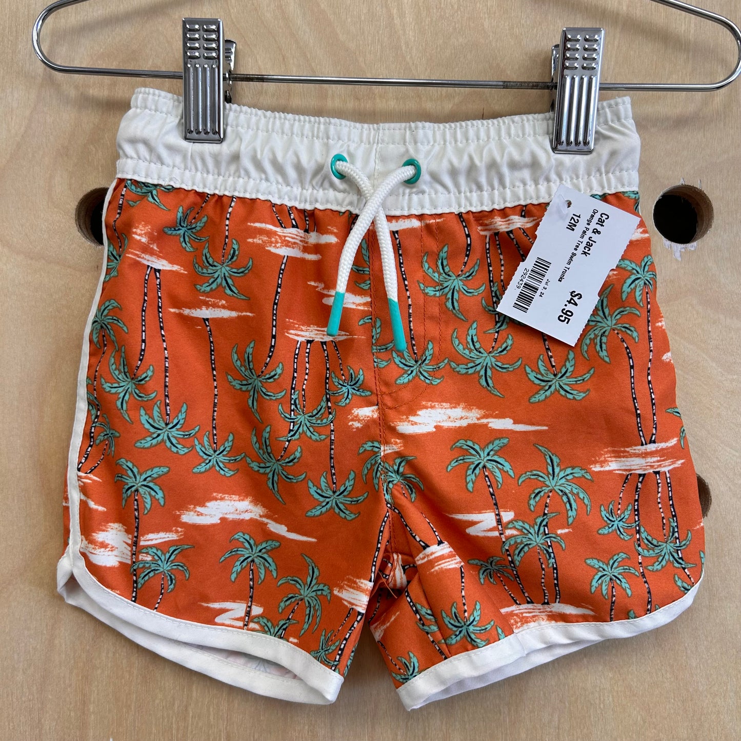 Orange Palm Tree Swim Trunks