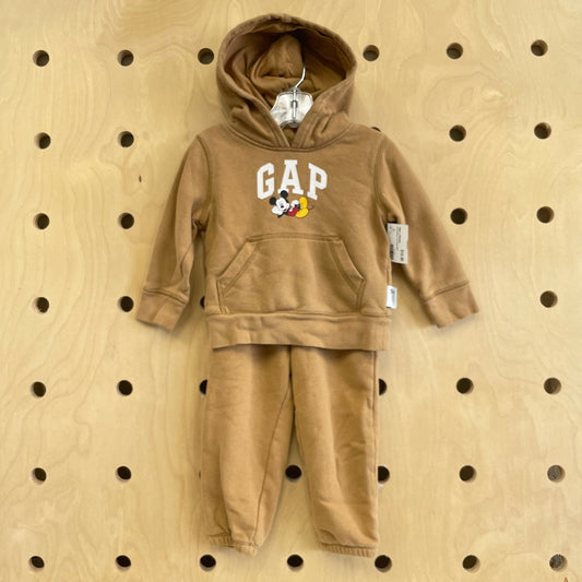 Brown Mickey Logo Hoodie Outift