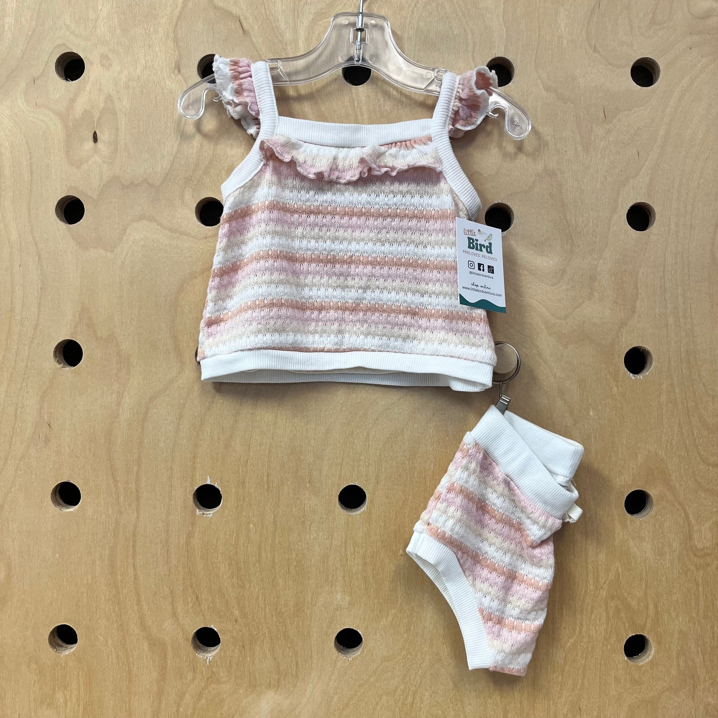 Pastel Striped Pointelle Outfit