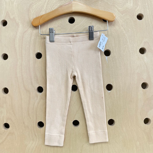 Cream Organic Ribbed Leggings