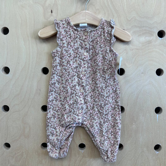 Beige & Pink Floral Romper