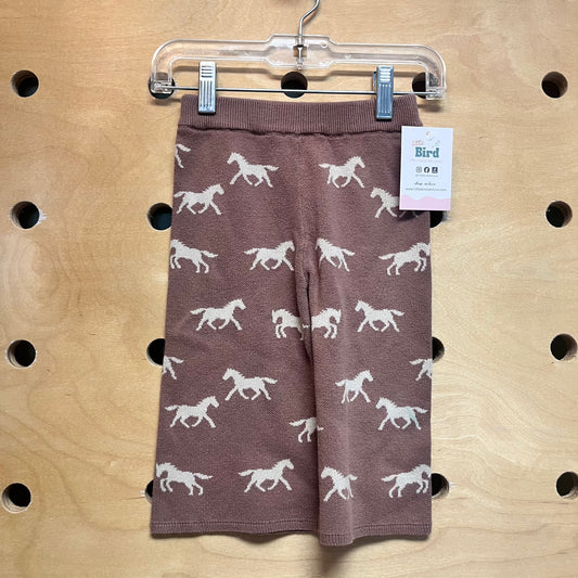 Brown/White Horses Wide Leg Pants