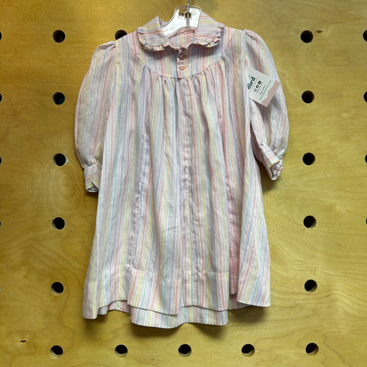 Pink Striped Heart Button Vintage Gown