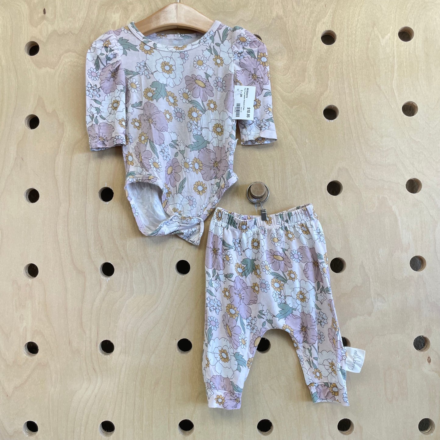 Pink Floral Bamboo Bodysuit & Pants
