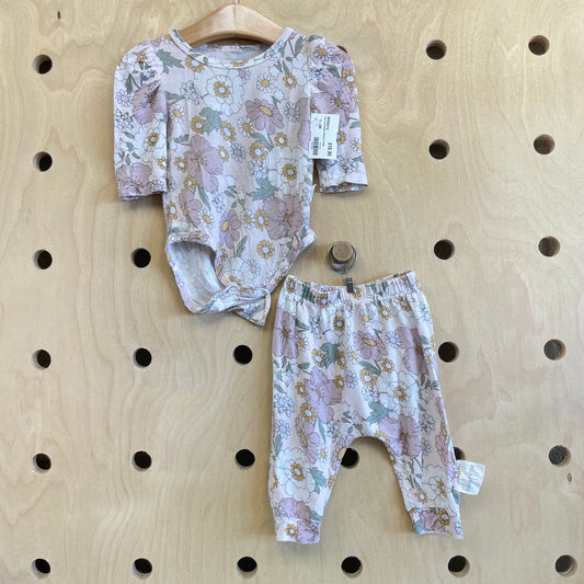 Pink Floral Bamboo Bodysuit & Pants