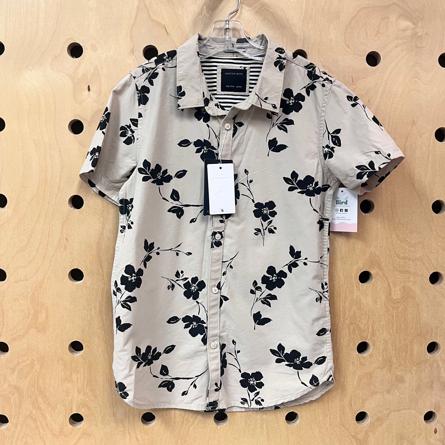 Beige & Black Hibiscus Shirt NEW!