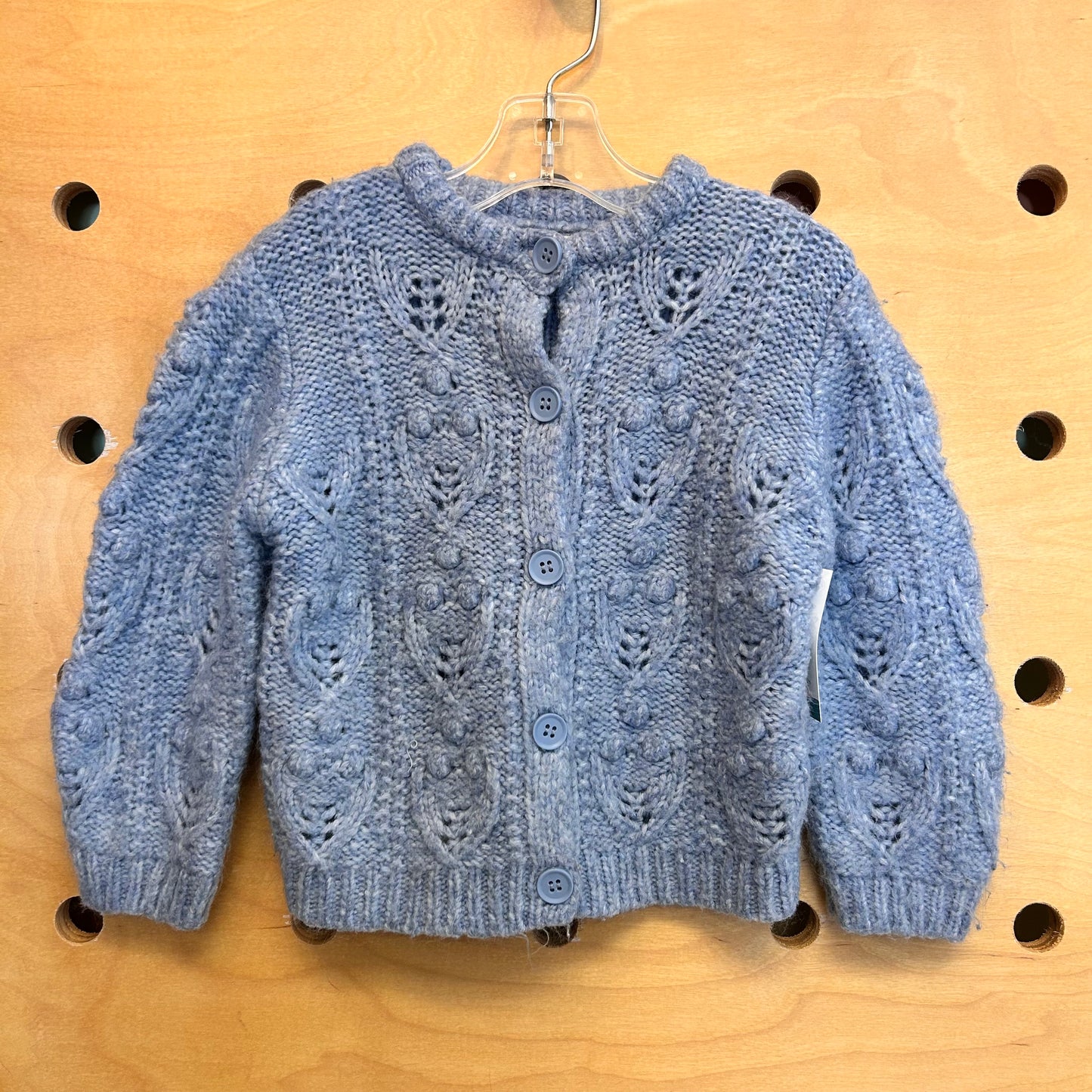 Blue Crochet Knobby Knit Sweater