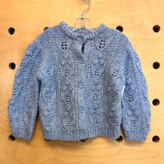 Blue Crochet Knobby Knit Sweater