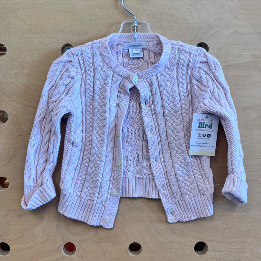 Pink Cable Knit Cardigan