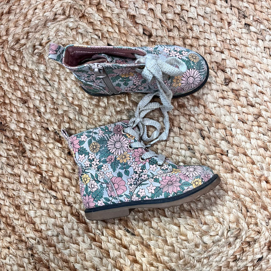 Floral Print Combat Boots