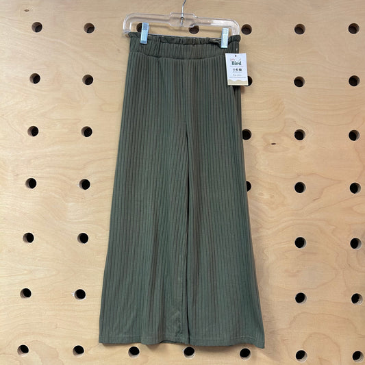 Green Ribbed Wide Leg Pants