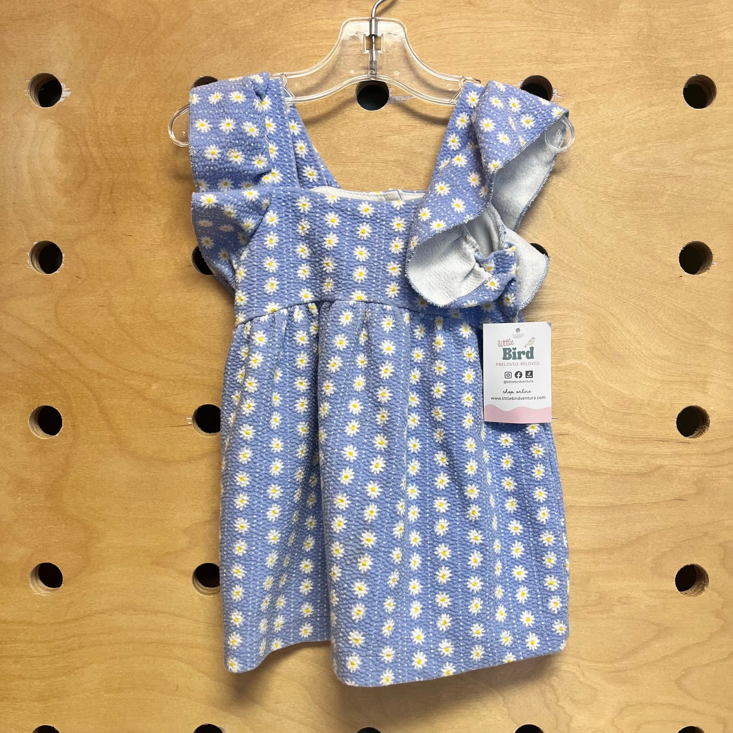 Blue Textured Floral Dress