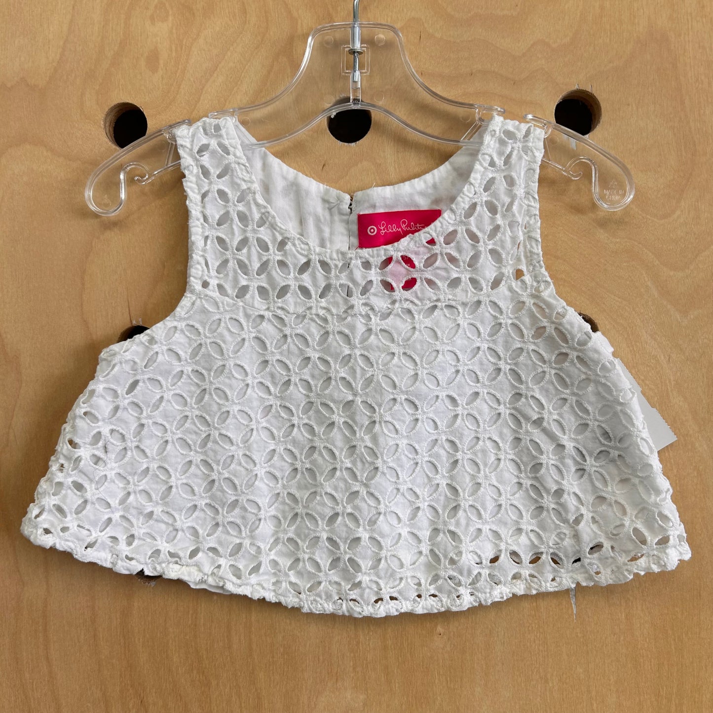 White Eyelet Button-Back Tank