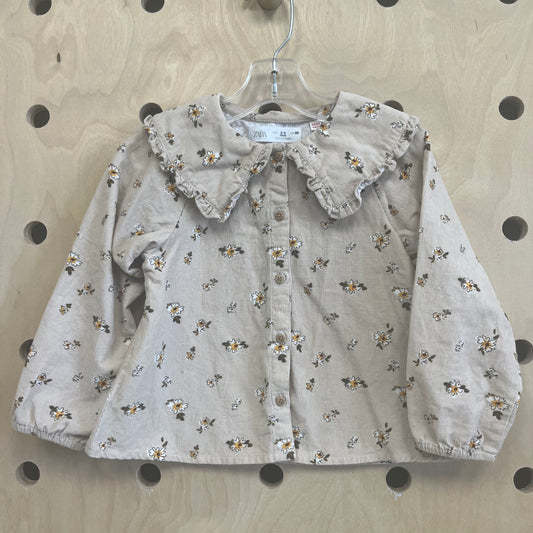 Beige Floral Button Up Shirt
