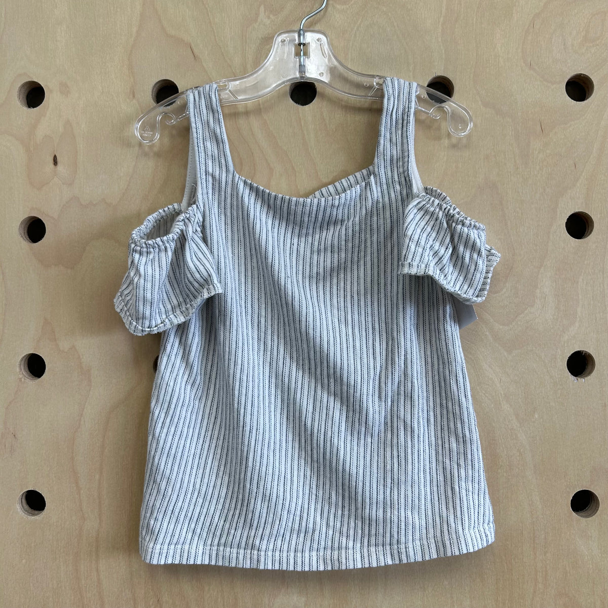 Blue Striped Cold Shoulder Top