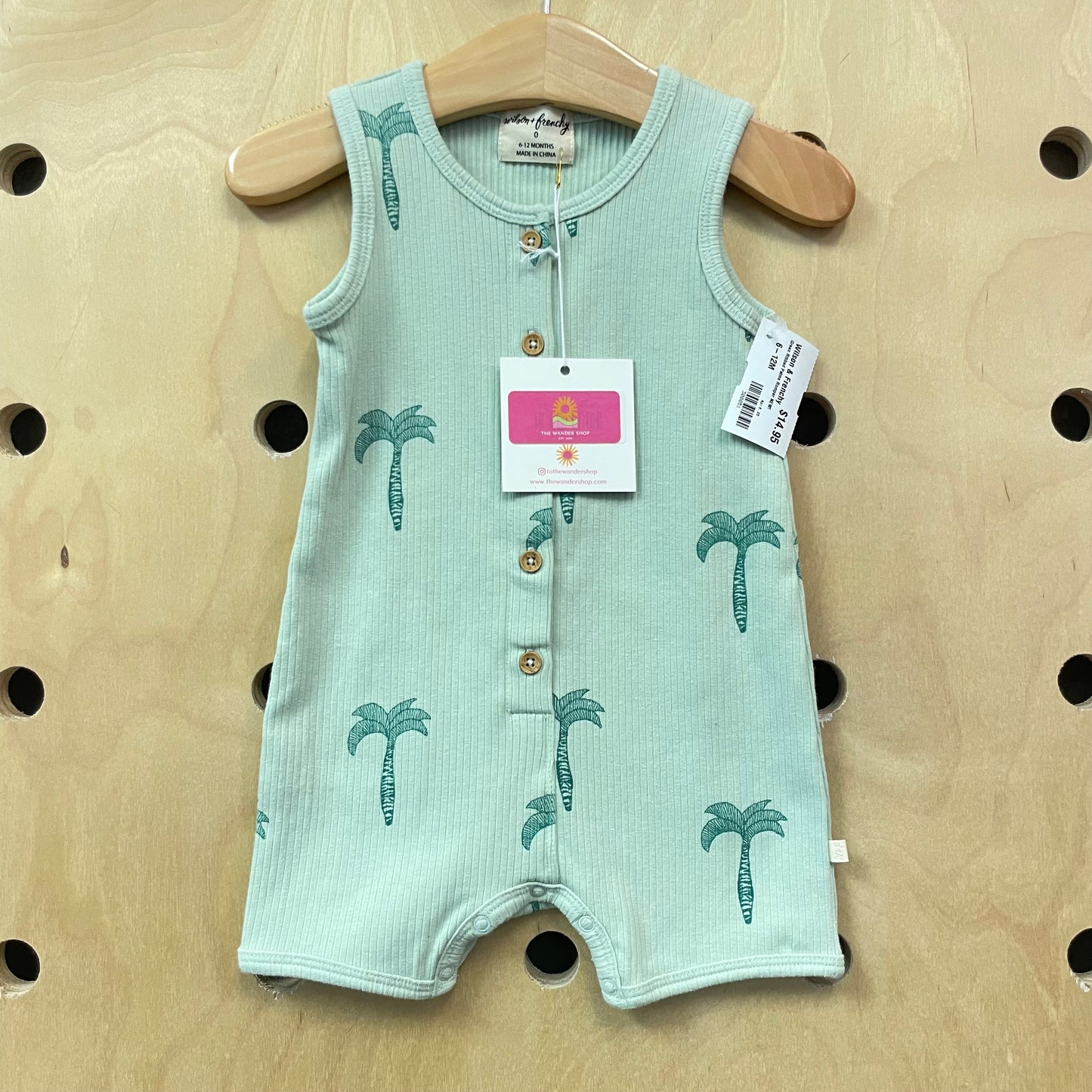 Green Ribbed Palms Romper NEW!