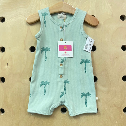 Green Ribbed Palms Romper NEW!