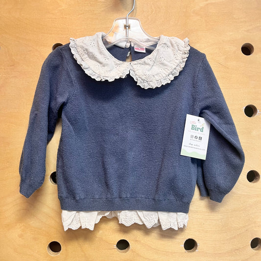 Blue Eyelet Collar Sweater