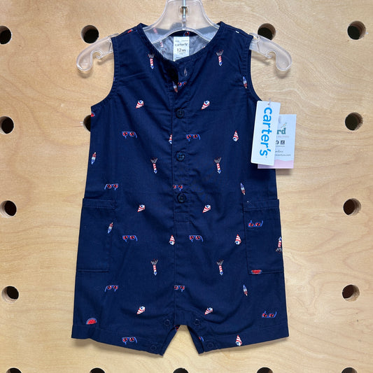Blue Fireworks Romper NEW!