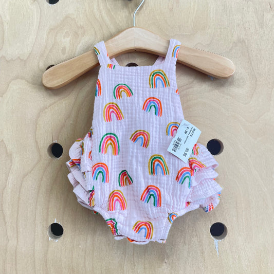 Pink Rainbows Gauze Romper