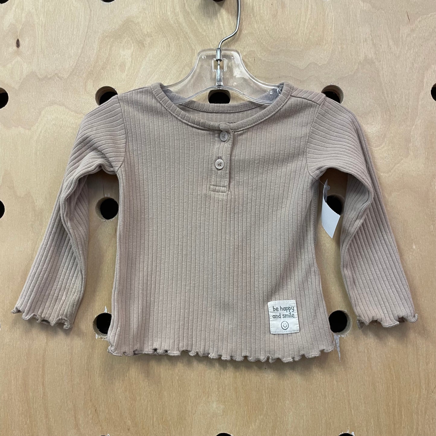 Organic Beige Ribbed Henley