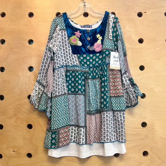 Paisley & Velour Dress