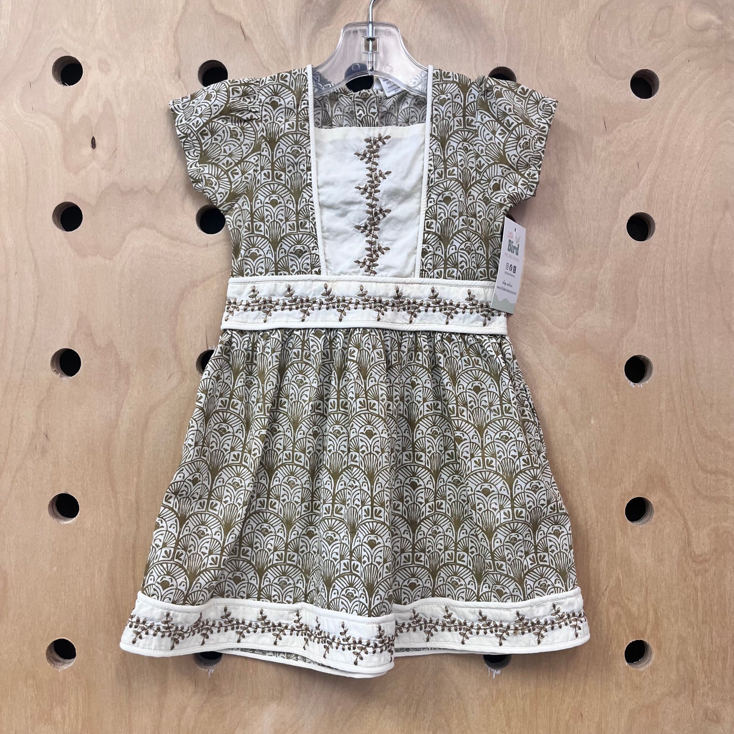 Organic Embroidered Olive Vines Dress