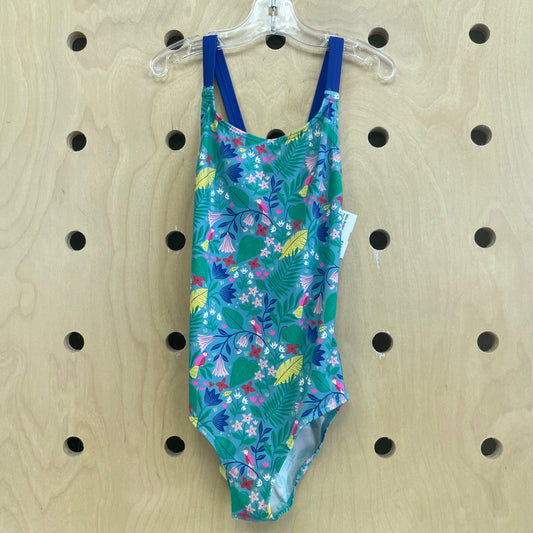Blue Floral Bird Swimsuit
