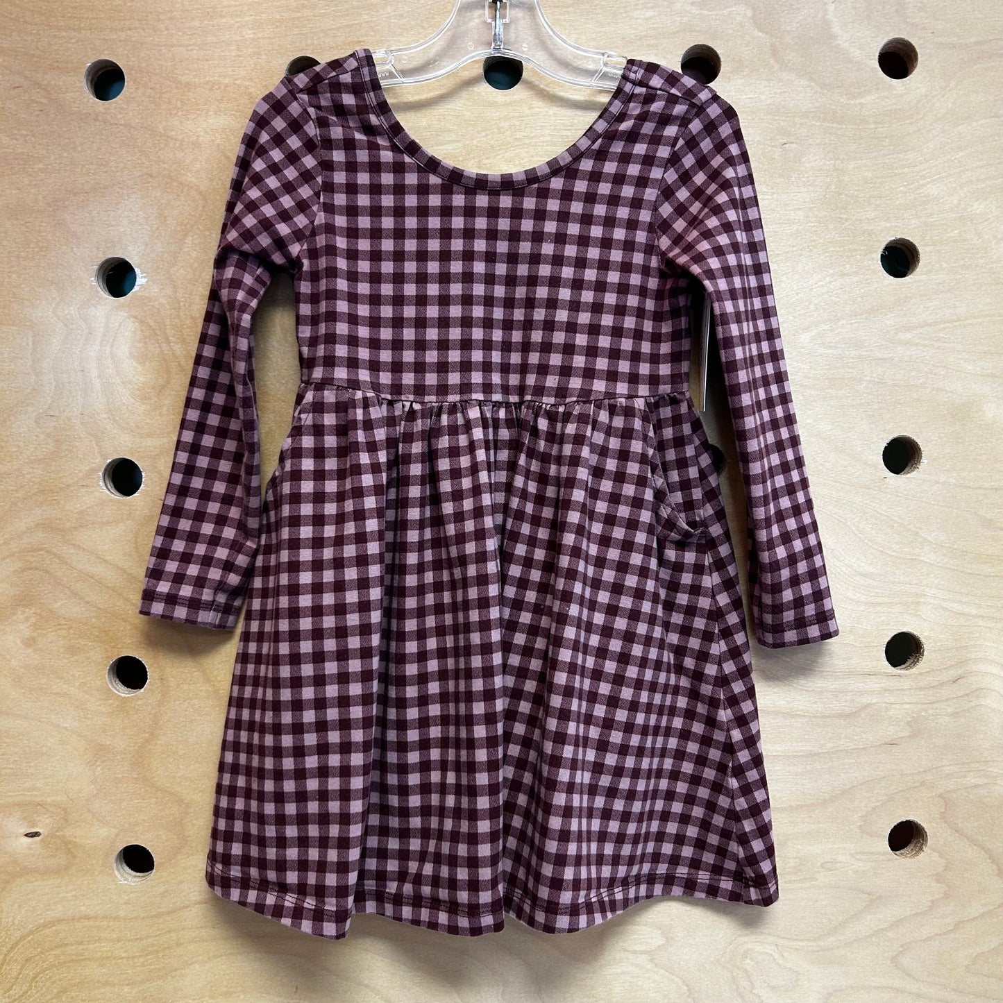 Pink/Maroon Plaid Twirl Dress