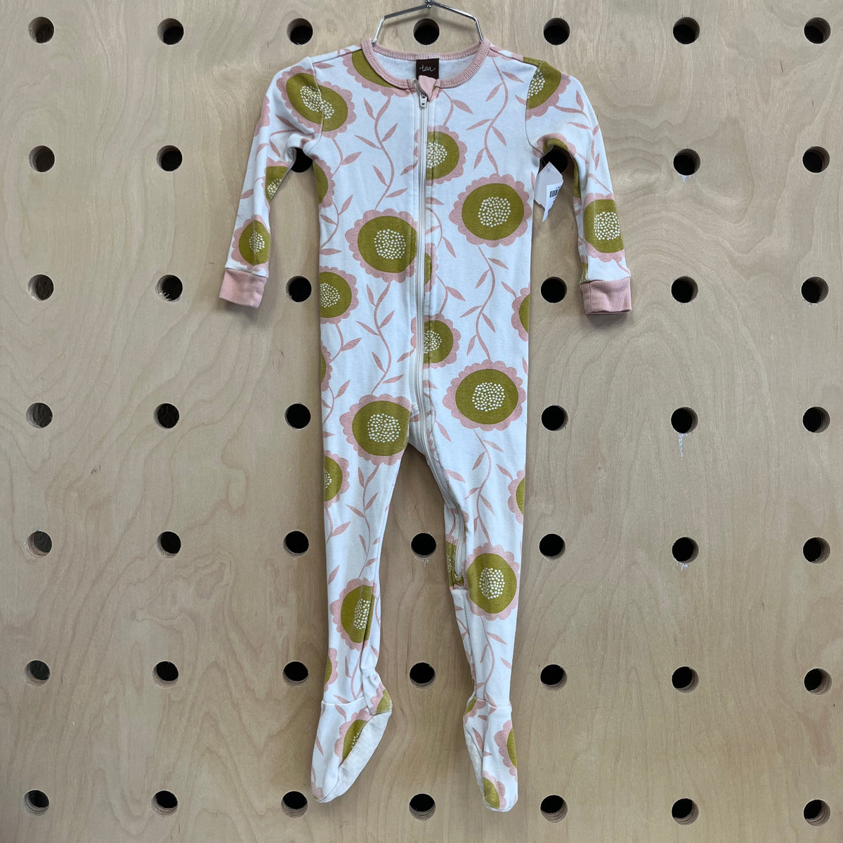 Pink & Green Sunflower Footie Pajamas