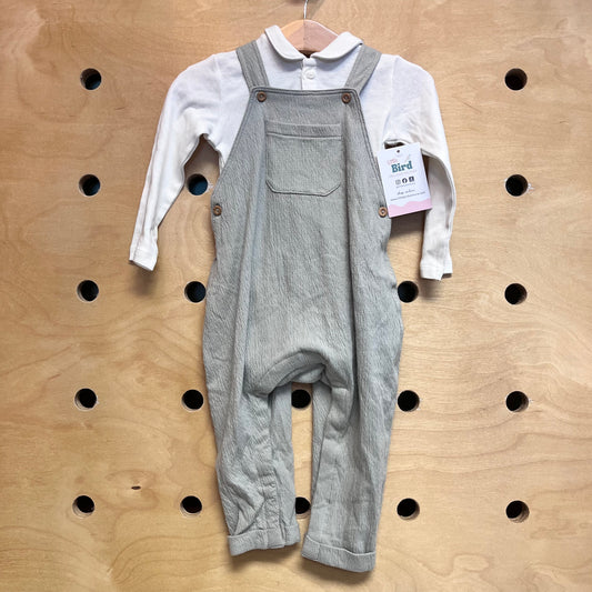 Organic White/Green LS Romper Set NEW!