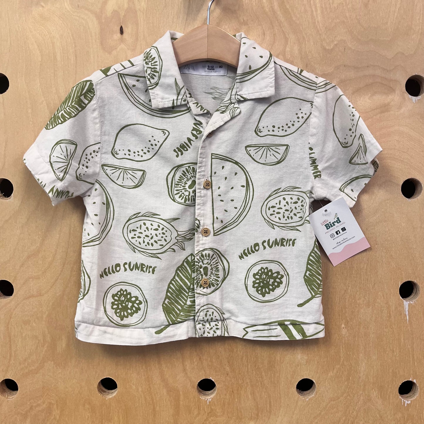 Cream & Green Hello Sunrise Linen Blend Shirt
