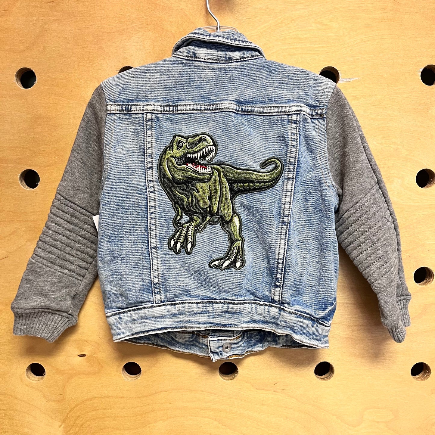 Embroider 'Dino King' Snap Denim Jacket