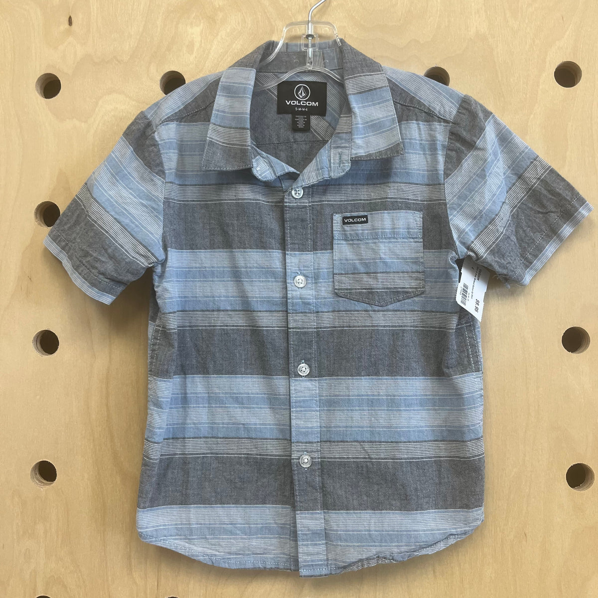 Blue & Grey Striped Button Up Shirt