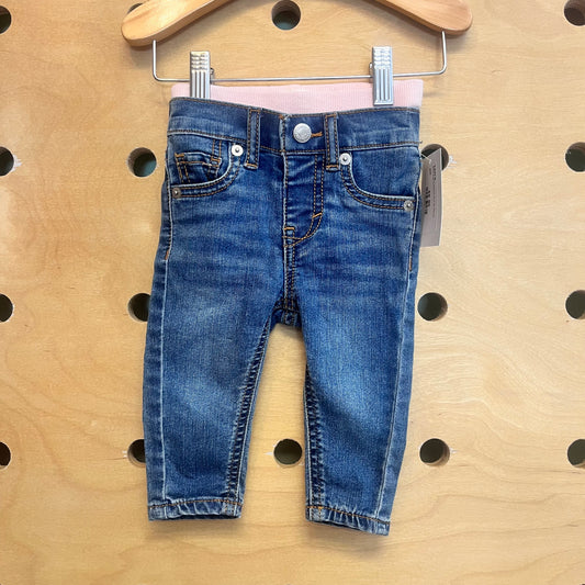 Pink Elastic/Denim Pull On Pants