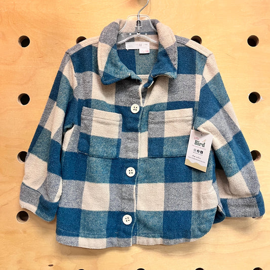 Beige/Teal Plaid Shacket