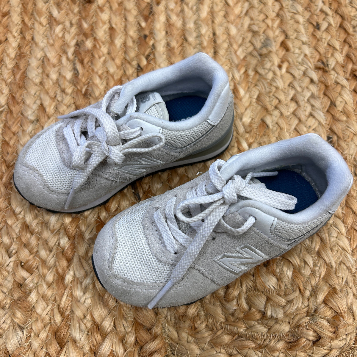 White Suede & Mesh 574 Sneakers