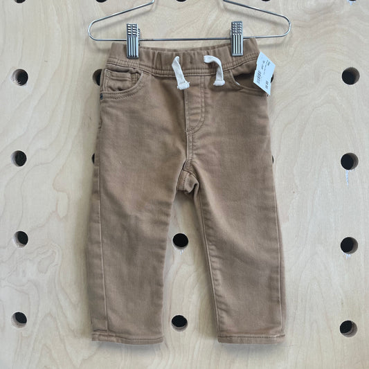 Brown Elastic Waist Pants
