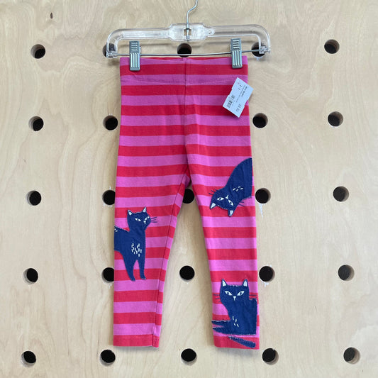 Pink Striped Kitty Patch Leggings