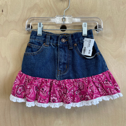 Bandana Trim Denim Skirt