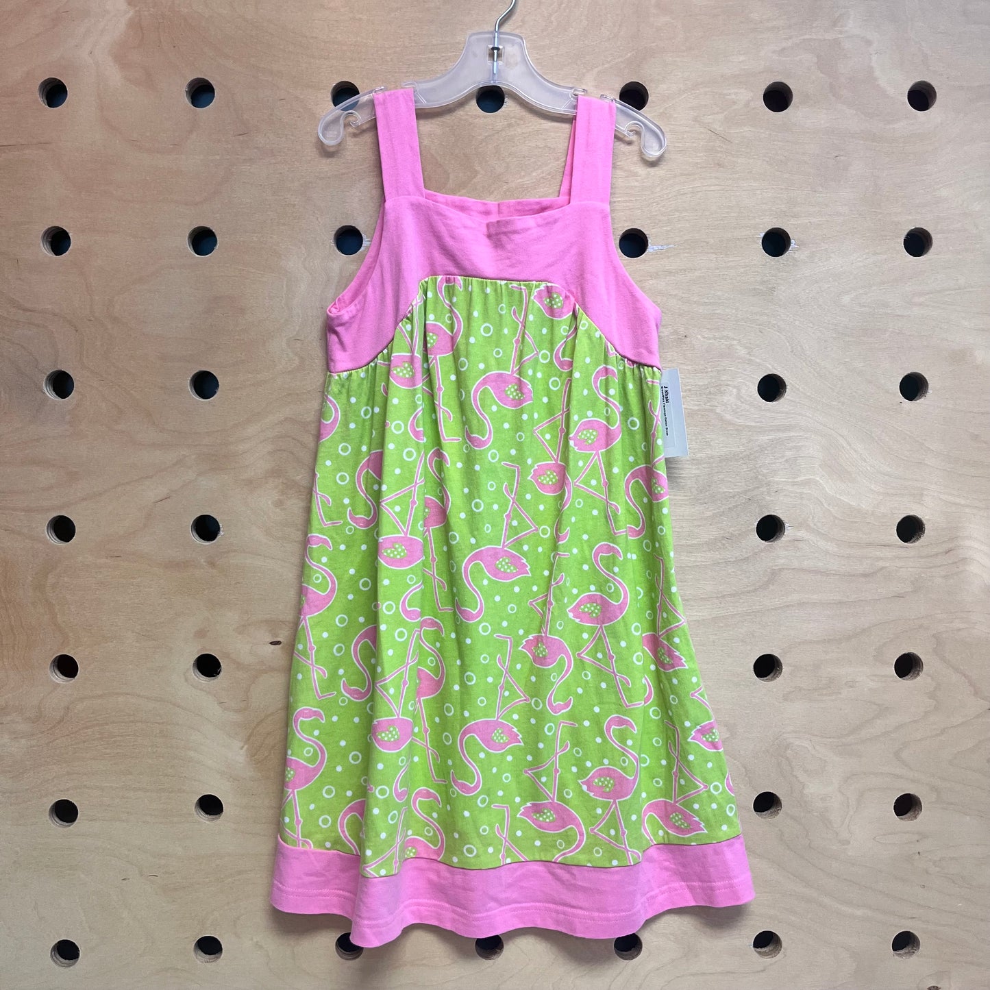 Green/Pink Flamingo Cotton Dress