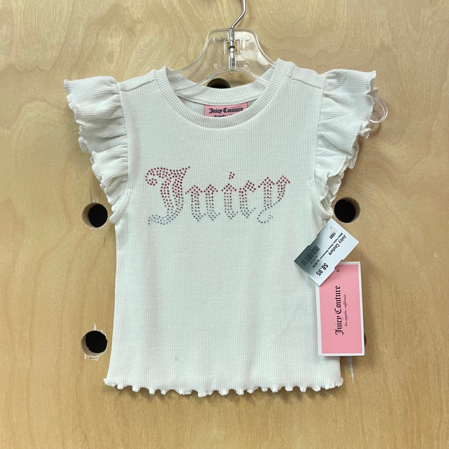 White Flutter Sleeve Rhinestone Tee NEW!!