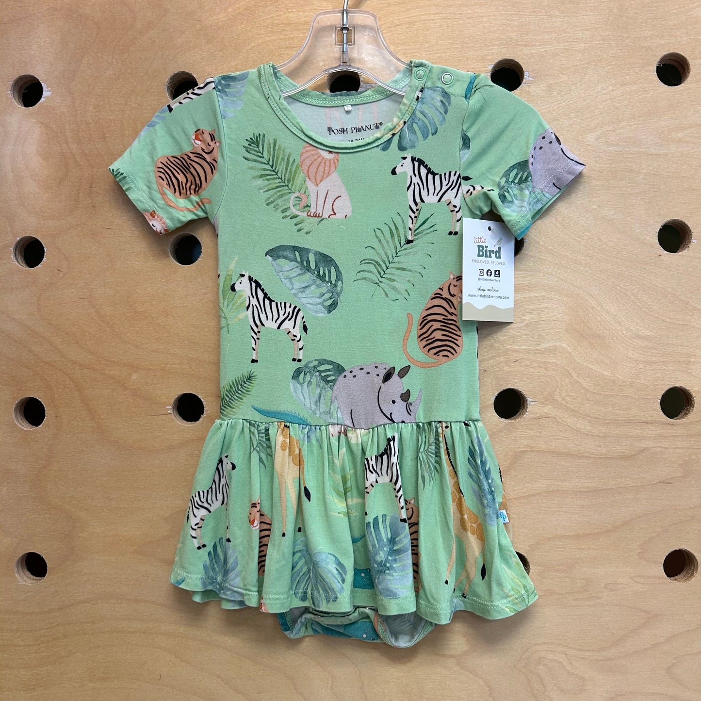 Green Safari Animals Dress/Bodysuit