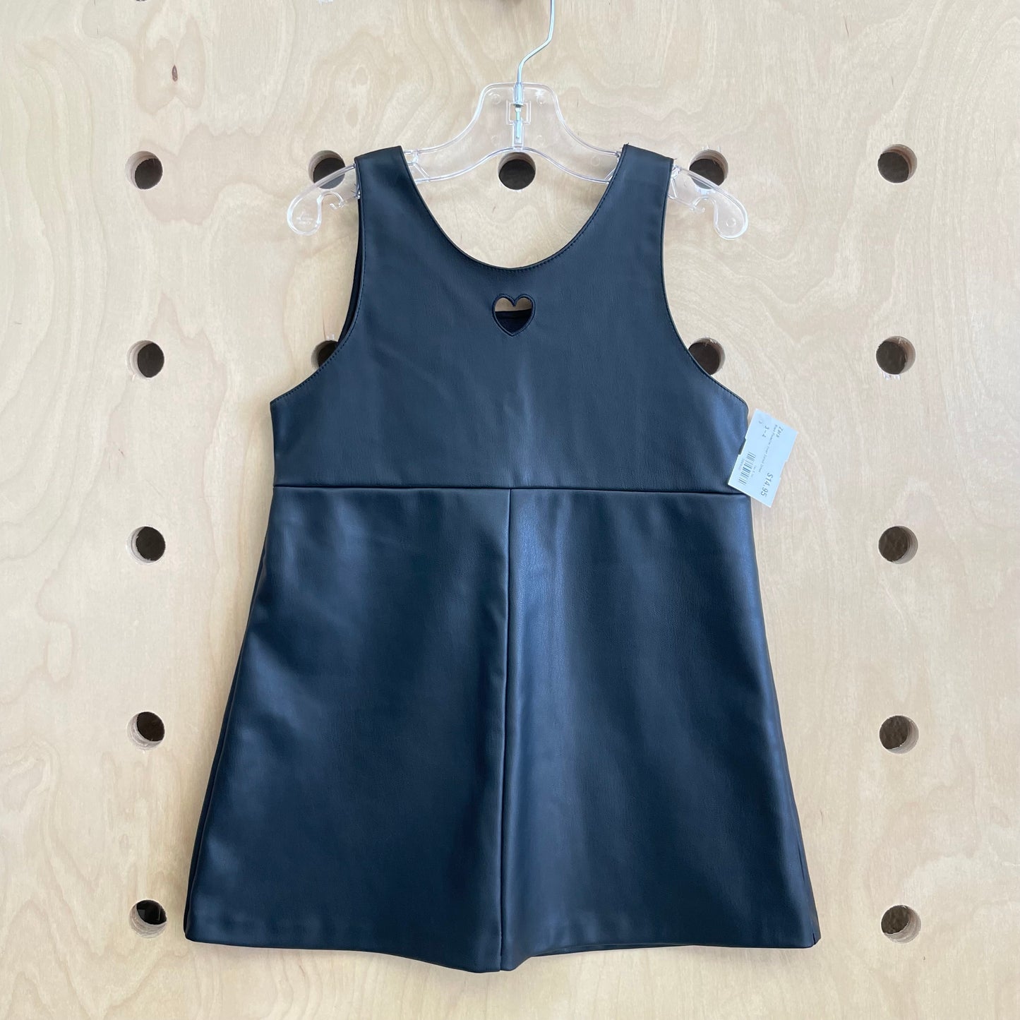 Black Pleather Heart Cutout Dress